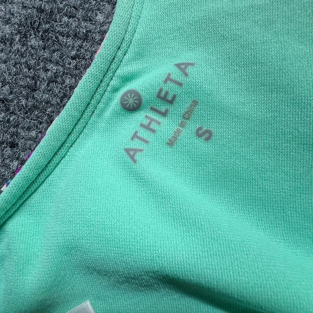 Athleta Bikini Set S Purple Teal Geometric Racerback Top Boy Short Bottoms